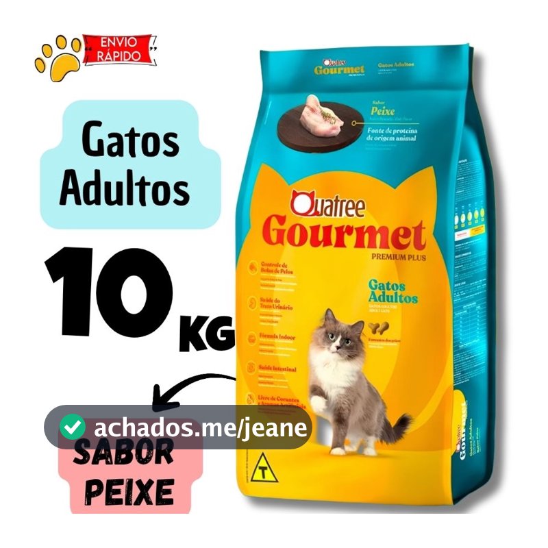 Ração Quatree Gourmet Alimento Gatos Adultos sabor Peixe 10,1kg