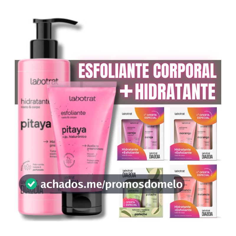 Esfoliante corpo e rosto kit com hidrante corporal pele renovada e hidratada