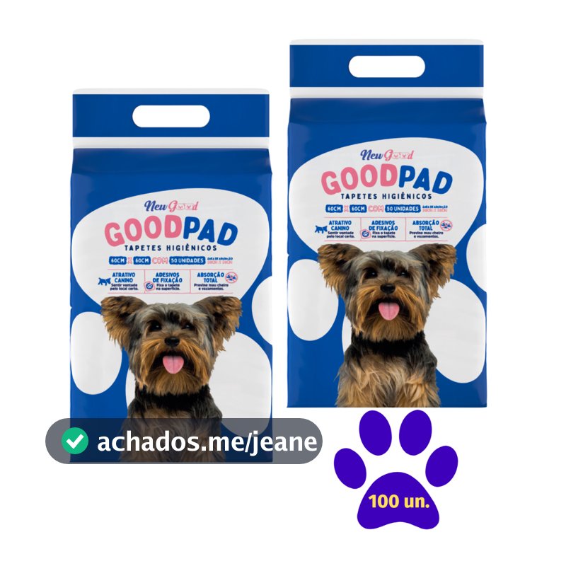 KIT Tapete Higiênico Good Pad Para Cachorro 60x60 cm Kit 100 unidades Cães Gatos Higienico