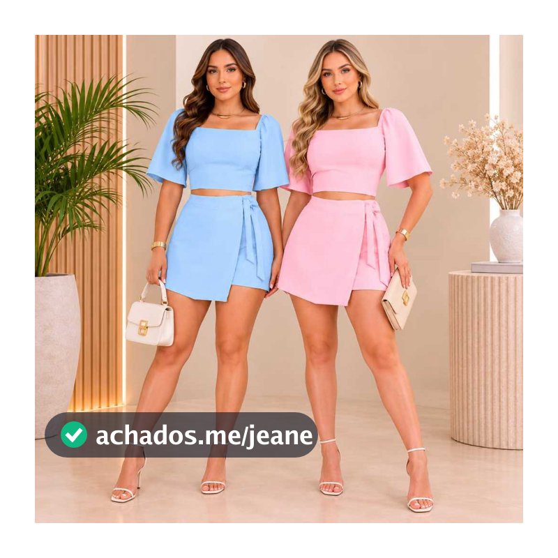 Conjunto Alfaiataria Short Saia e Cropped Feminino Verão 2026