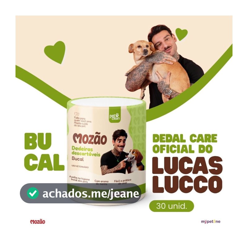 Dedal Care Lucas Lucco Dedeiras Descartáveis 30 unidades Higiene Bucal Menta Cães e Gatos - Mozão