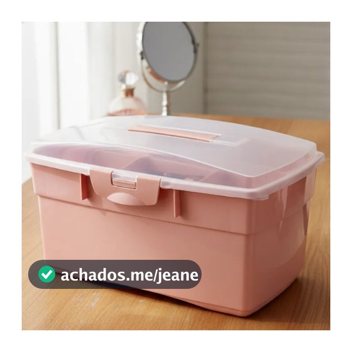 Maleta De Manicure Utensilio De Casa Rosa Reforcada E Grande