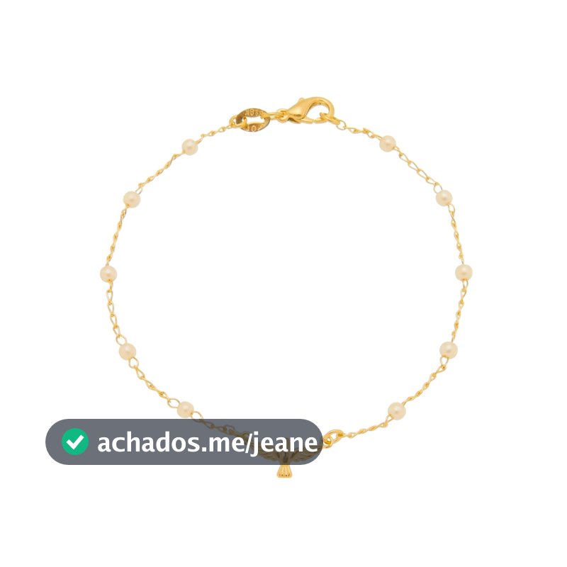 Pulseira Espírito Santo Banhada a Ouro 18K- Semi Jóia de Luxo (PL 5144)