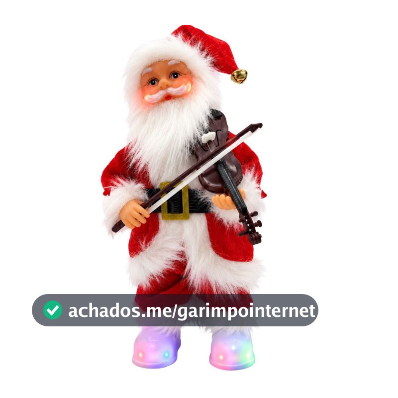 Boneco Papai Noel Musical Dançante Luz Toca Violino Natalino Festa Enfeite Brinquedo