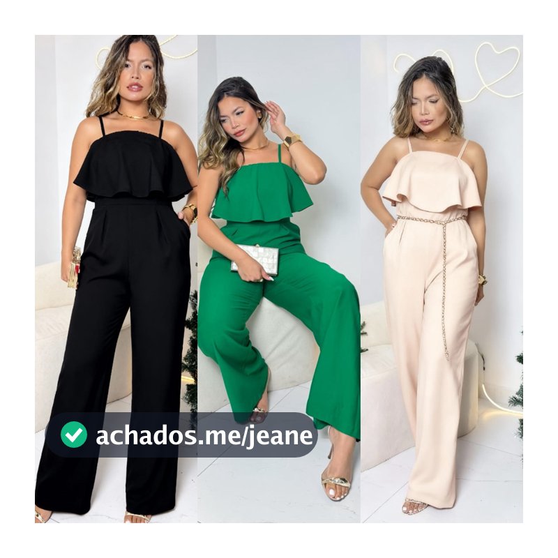 Macacão Feminino Pantalona Longo Alça Fina Modelagem Flexível Todos os Corpos Veste Grande