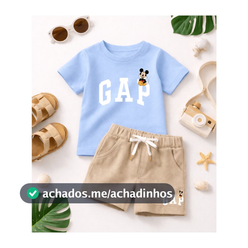 Conjunto infantil para meninos  -Estiloso de verão - camiseta manga curta e bermuda de moletom  básico casual
