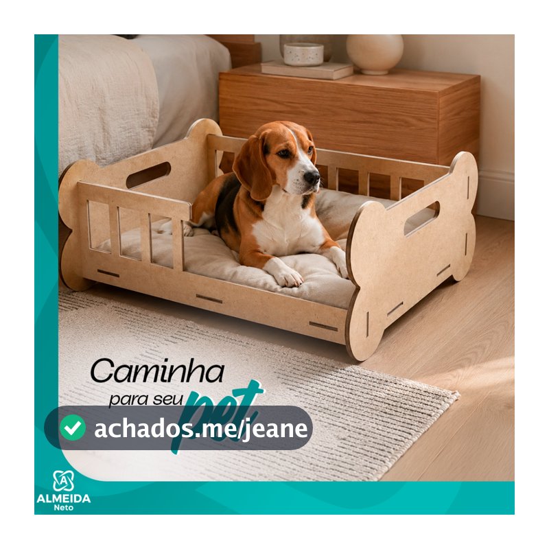 Cama Caminha Casa Toca Pet Cachorro Gato Luxo Madeira MDF Casa Osso Montagem Conforto Facilidade