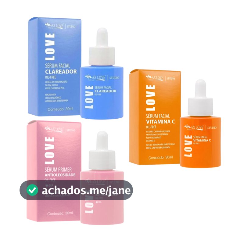 Kit 3 Sérum Facial Clareador e Antissinais Max Love Skincare Escolha o Seu