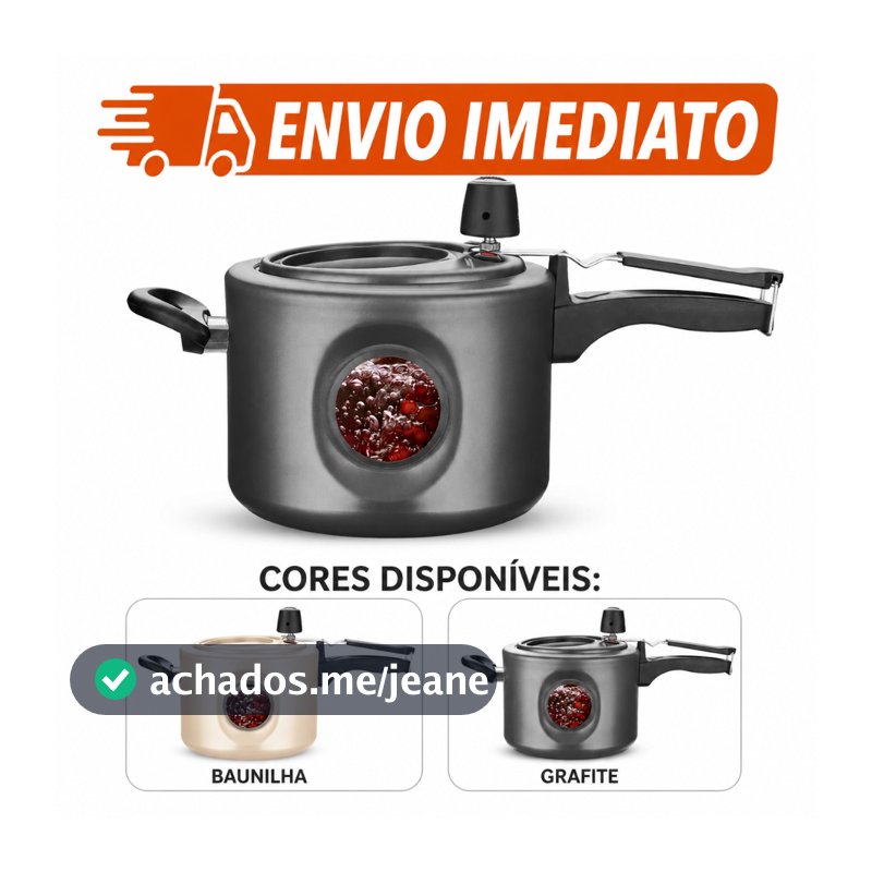 Panela de Pressão Feijão Visor Frontal Lateral Duplo Submarino MTA 4,5L Antiaderente Certificada Segurança Envio Rápido