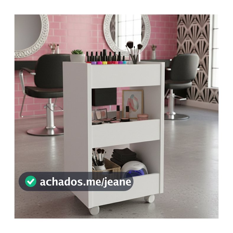 Carrinho Auxiliar Organizador com 3 Prateleiras Funcionais - Ideal para Manicure/ Clínica de Estética
