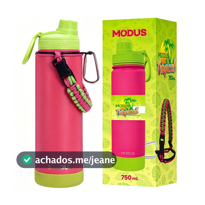 MODUS Garrafa Térmica Esportes De Aço Inoxidável 750ml Com Alça Paracord