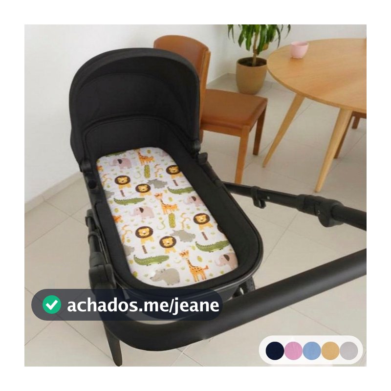 Colchão para Carrinho Moises Colchonete Bebê Menino Menina com Capa Removível e Espuma