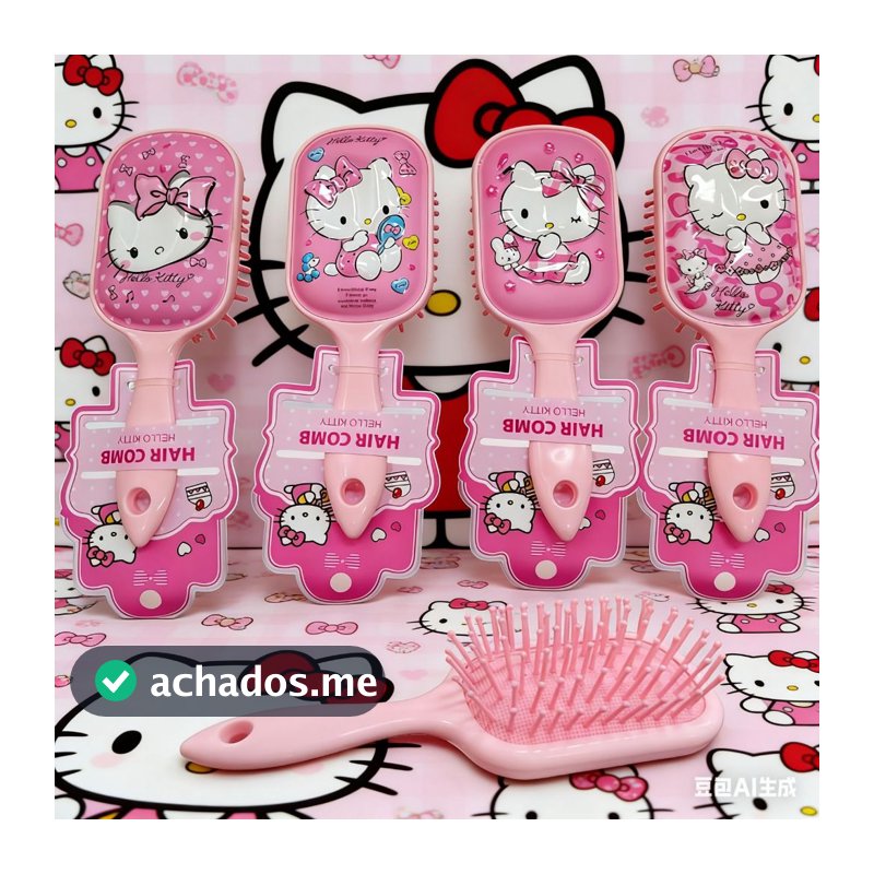 Escova de Cabelo Infantil Hello Kitty Rosa | Desembaraçadora Macia | Escova Anime para Meninas