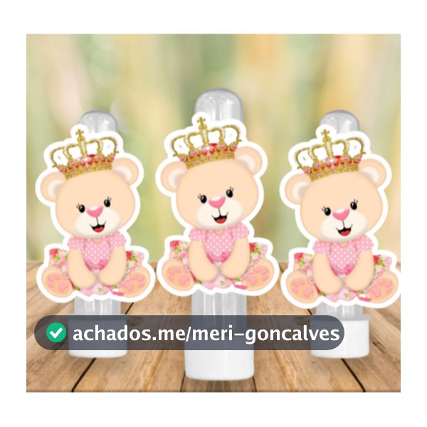 Apliques para Tubete Doces Bolo - Tema CHÁ DE BEBE URSINHA PRINCESA -  Lembrancinhas Divertidas para Sua Festas