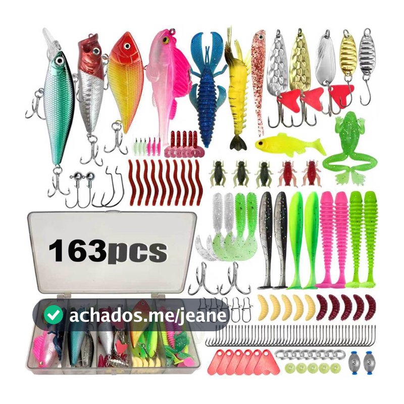 KIT 163/133/107 Peças Unidades Isca Artificiai Pesca Conjunto De Isca De Pesca Caixa Macia Dura Ganchos Sal Água Doce