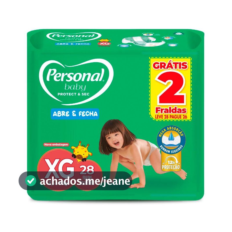 Fralda Personal Baby Protect & Sec Tamanho XG Leve 28 Pague 26 Fraldas Descartáveis