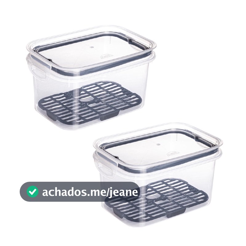 Kit 2 Potes Geladeira Herméticos C Escorredor 1,2l Plasútil