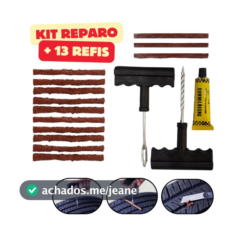 Kit Reparo Pneu Sem Camara Refis Carro E Moto Selante Remendo Macarrão