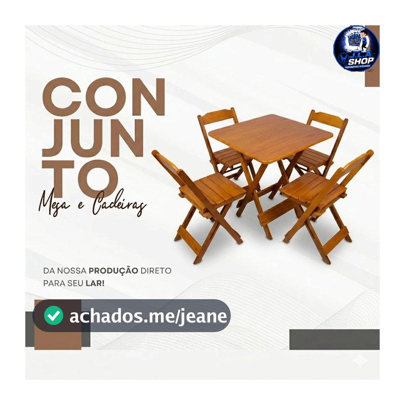 Jogo de Mesa Dobrável Madeira Maciça 70x70 c/ 4 ou 2 Cadeiras Bar Restaurante Área Externa Gourmet