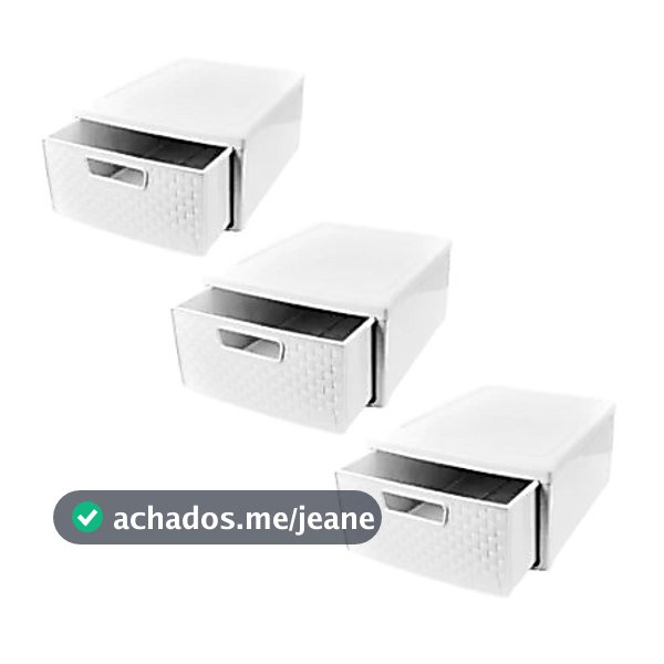 KIT 3 Gaveteiros Modular MELHOR PREÇO Decoração Porta Calçado Rattan Empilhável Branco 254 Nitron