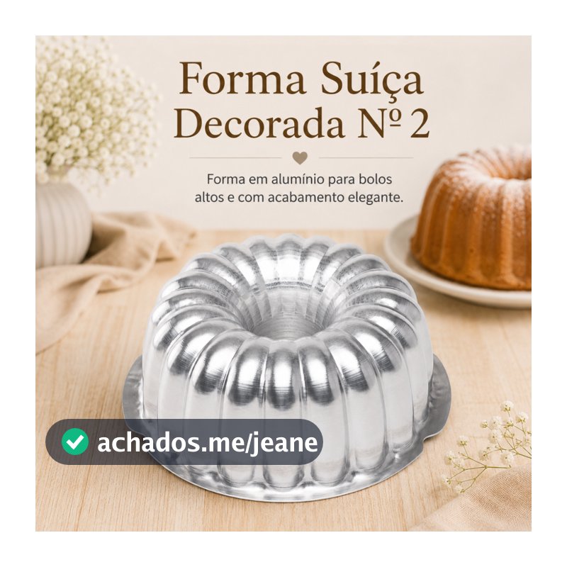 Forma Suíça Decorada Nº2 G Caparroz Alumínio 22x9cm para Bolos Tortas Pudins e Sobremesas