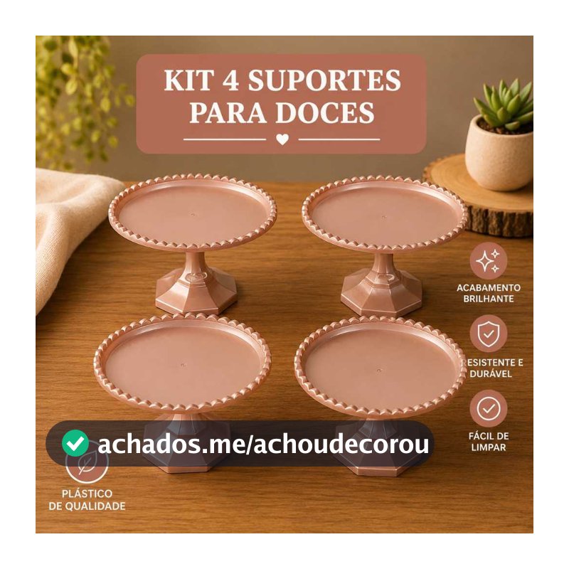 kit festa 4 peças bandeja boleira rose gold festas anivessario, chá revelação ideal para mesa do bolo festas em geral