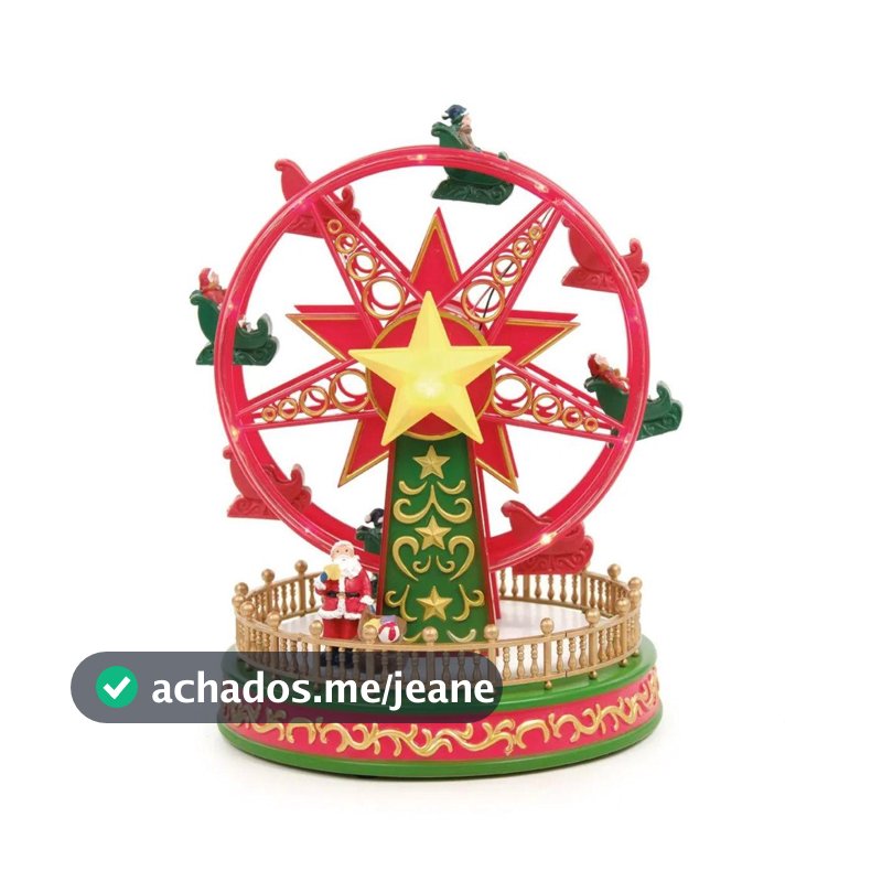 Cenario Natalino Miniatura Roda Gigante Papai Noel Luz e Som