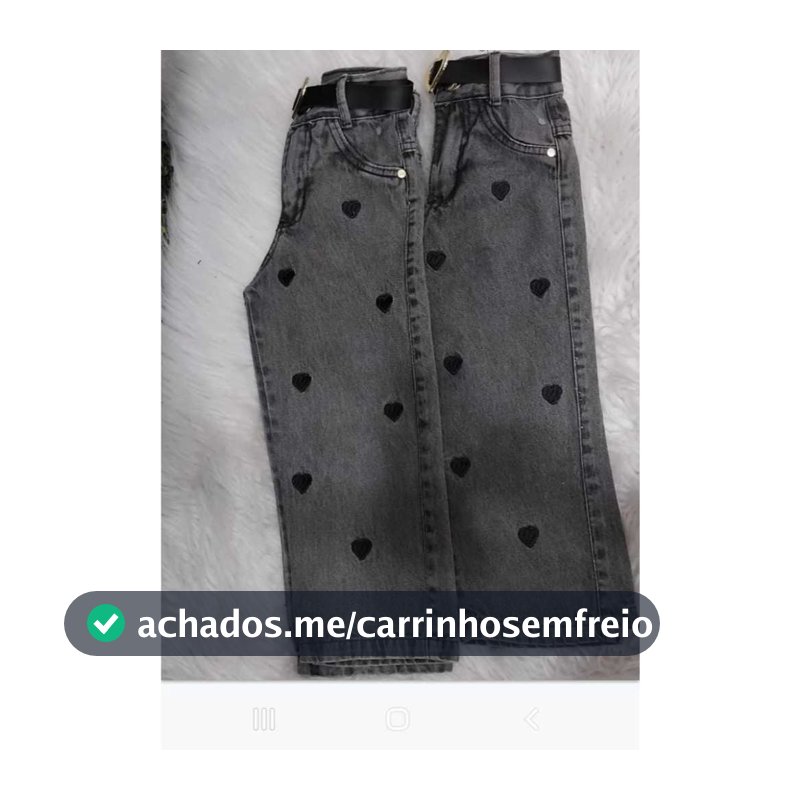 Calça infantil meninas calça grafite bordado coração, com regulador tamanhos  2 aos 10