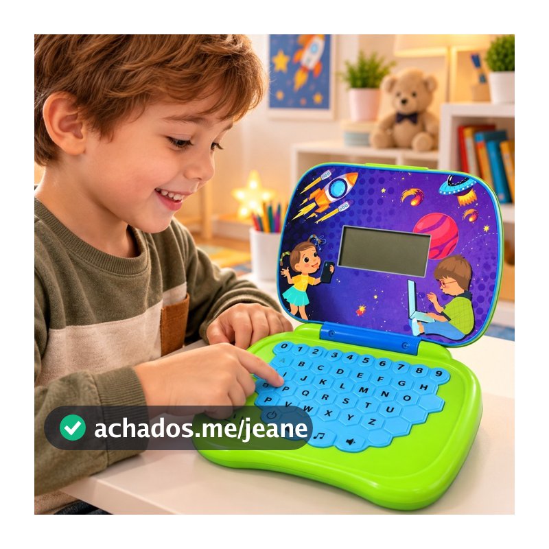 Laptop Infantil Educativo Bilíngue Português Inglês com Letras Números Matemática Sons e Atividades