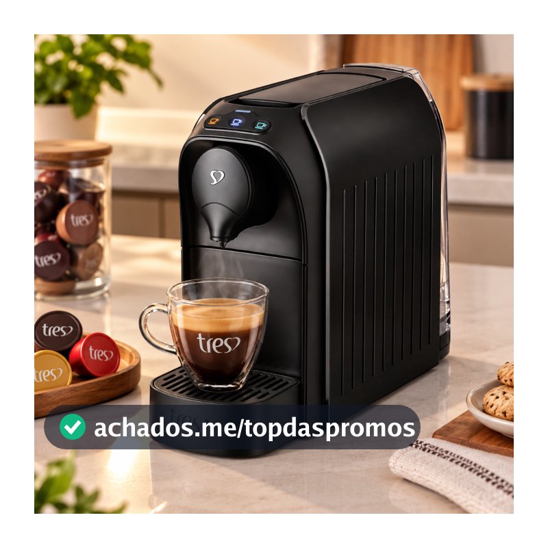 Cafeteira TRES 3 Corações Passione Automática para Cápsulas - Preta