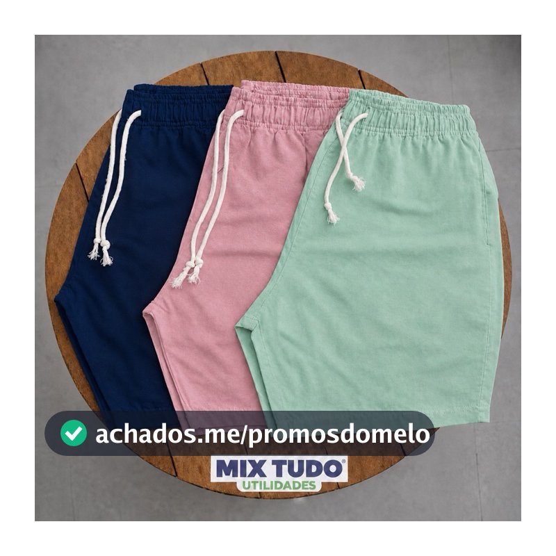 Kit 3 Shorts Linho Mauricinho Masculino com 3 Bolsos Casual.
