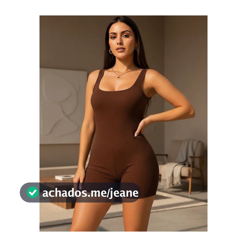 Macaquinho Feminino Ribana  Casual Confortável Curto Ajustado
