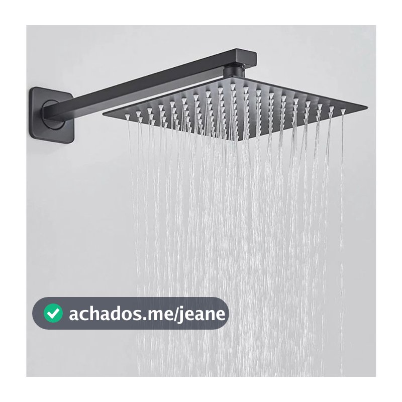 Ducha 20X20 Inox Chuveiro Sim e Cano Quadrada Fosco