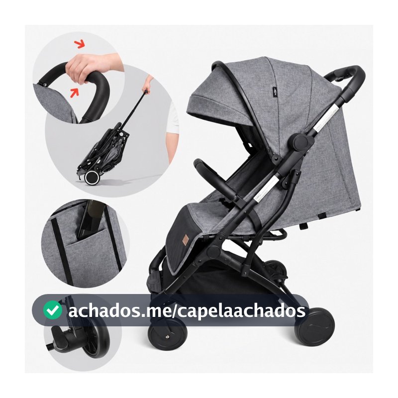 Carrinho De Bebê Portátil Para Viagem Aero Cinza Yuupi