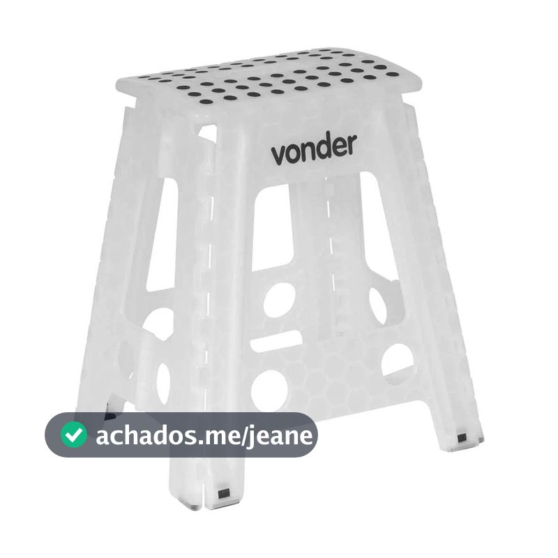 Banqueta Plástica Multiuso Dobrável 45cm Capacidade 150kg Vonder Branco
