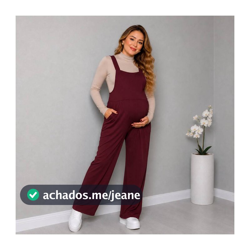 Jardineira moda feminina gestante Macacão longo