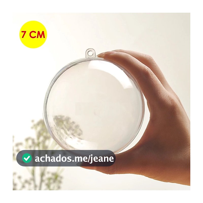 Esfera - Bola Acrílica - 7cm - Enfeite Árvore Natal - Lembrancinha Natal