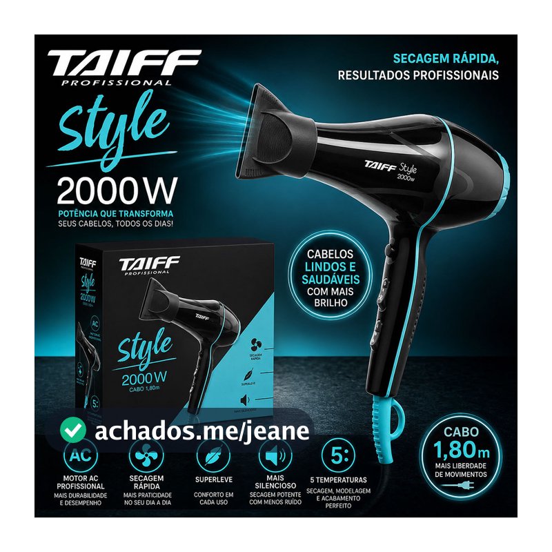 Secador Taiff Style Preto 2000w 127v