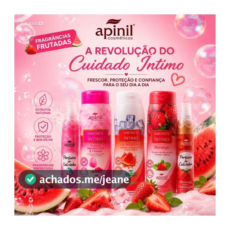 Kit Apinil Sabonete Íntimo Feminino + Perfume de Calcinha 40ml Autocuidado + Brinde Mini Lenço Micelar