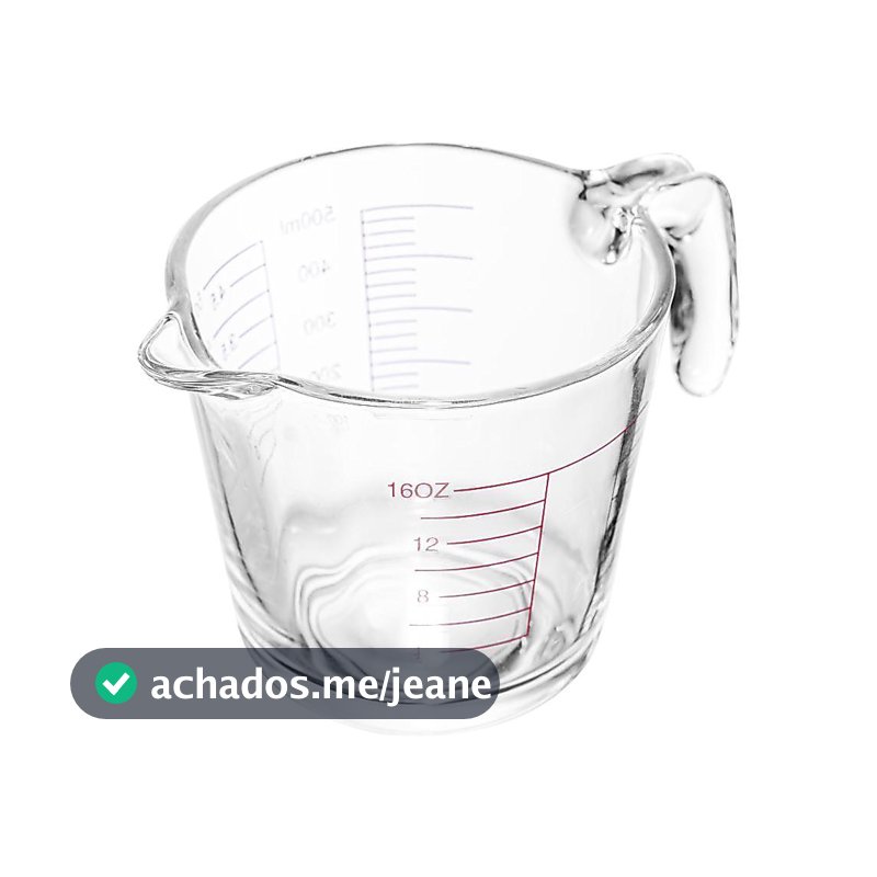 Jarra Medidora Lyor de Vidro com Marcação em Vermelho 660ml para Cozinha Receitas Culinária Mesa Posta Decoração Prática