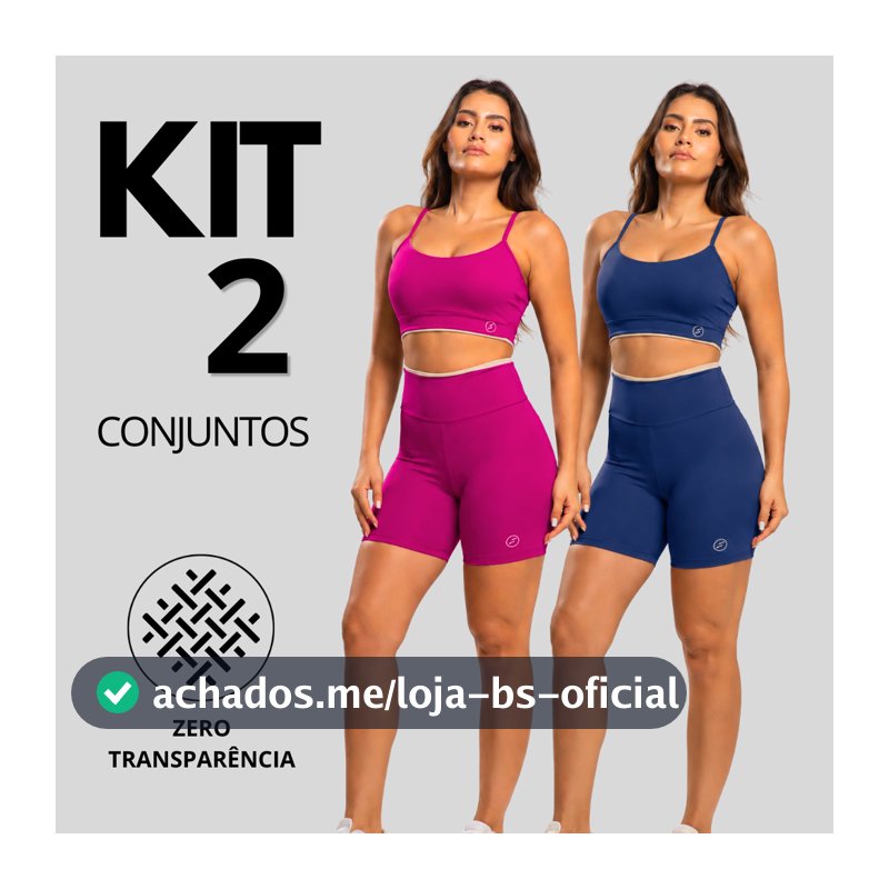 Kit 2 Conjuntos Fitness Element Academia Short Top Poliamida Zero Transparencia Bojo Removivel Feminina