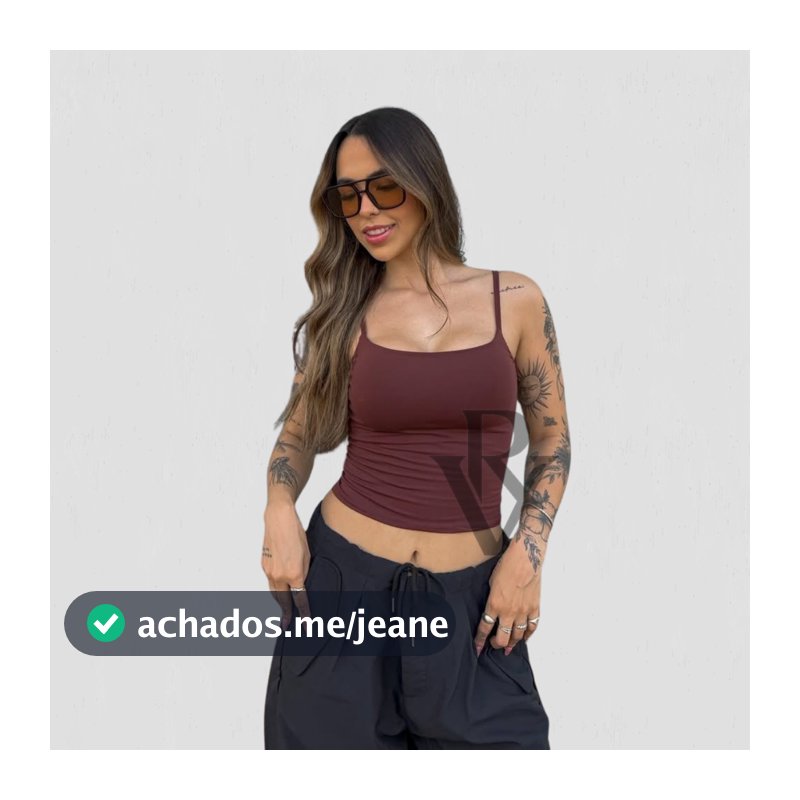 Regata De Alcinha Cropped Tube Feminino Básico Suplex Marrom Azul