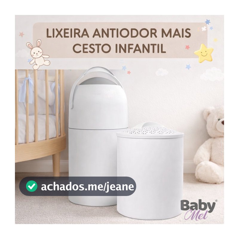 Lixeira Antiodor Baby Mel e Cesto Quarto de Bebê Banheiro Fraldas Cozinha Roupas Escritório Pet