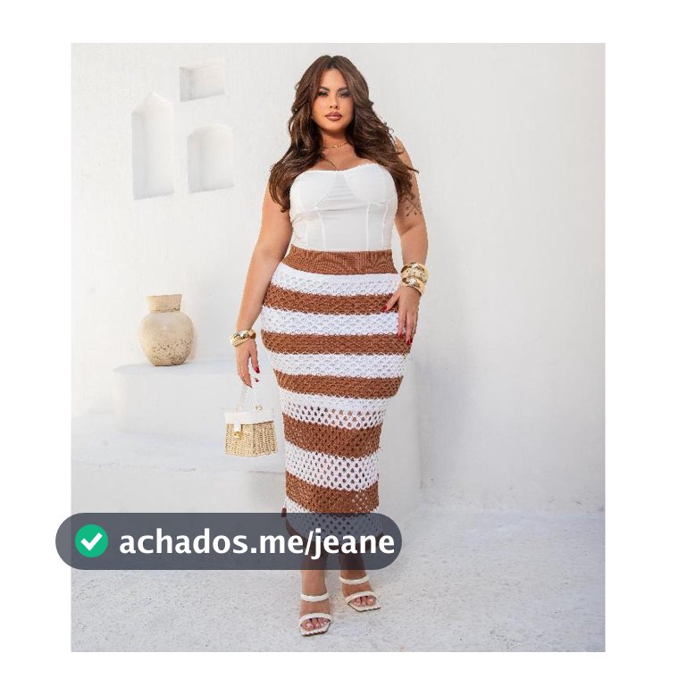 Saia Midi Plus Size Tecido Vazado em Tricô Modal Elegante Casual