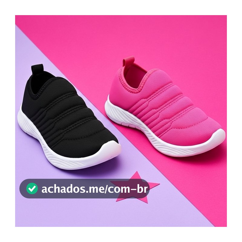 Kit 2 Tênis Infantil Menina Calce Fácil Macio e Confortável Oferta Escolar