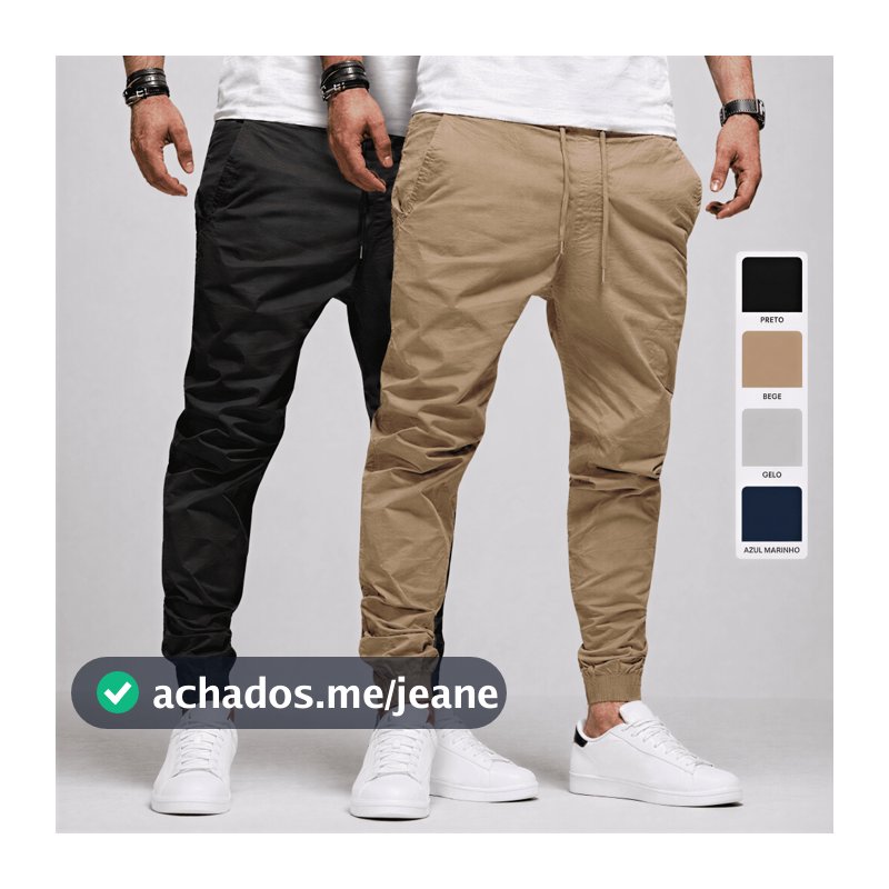 Calça Jogger Masculina Sarja Jeans 4 Bolsos Punho Elástico Cintura Ajustável Casual Streetwear Premium Outono Inverno