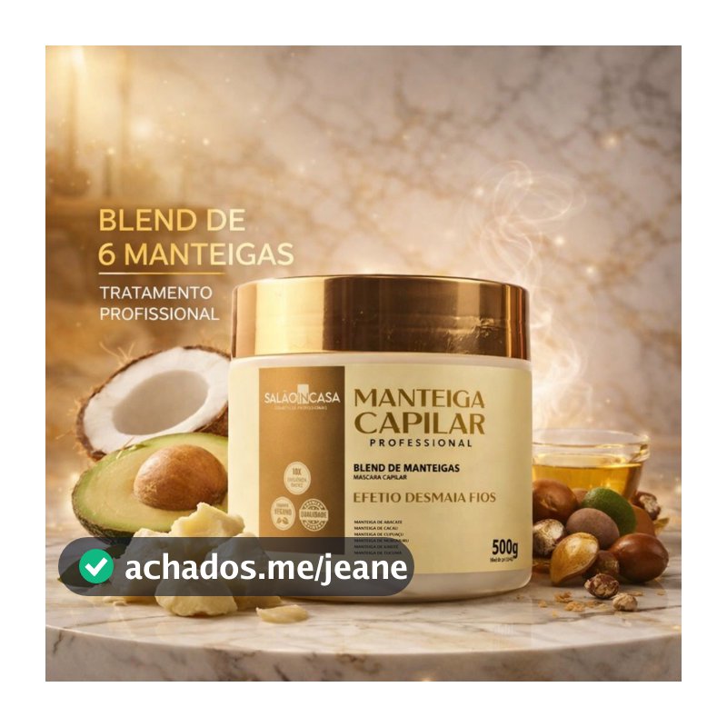 Máscara Capilar Desmaia Cabelo 1 Minuto 500g | 6 Manteigas | Nutrição Profunda | Anti Frizz | Salão In Casa