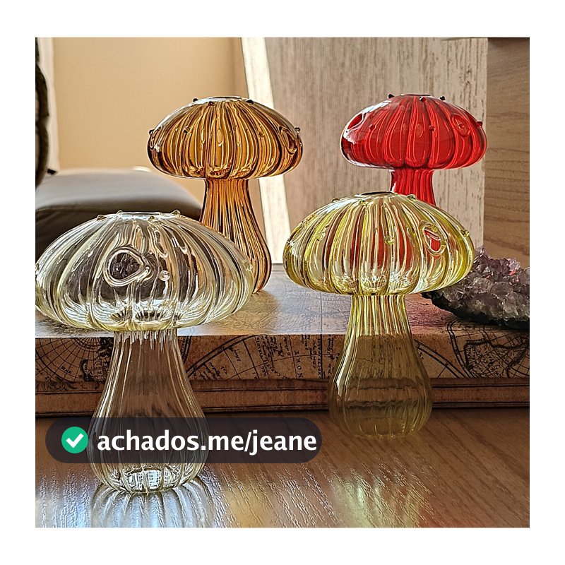 Vaso de Vidro Cogumelo Decorativo Mushroom Charm Decoração contemporânea para Casa - Colecionáveis!