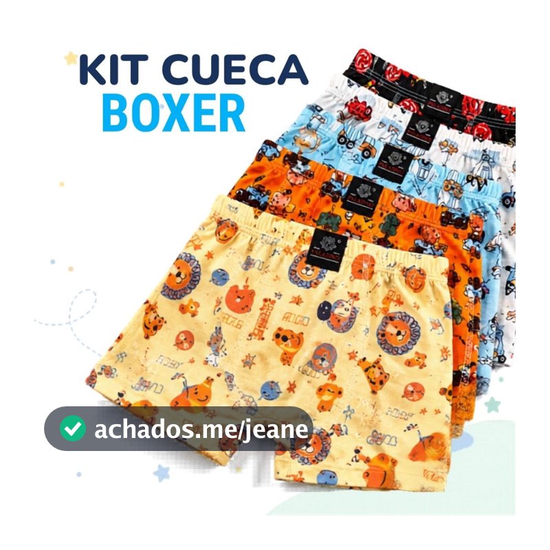 Kit Cueca Boxer Box Infantil Menino Confortável Estampadas Criança Microfibra Tecido Macio Sortidas