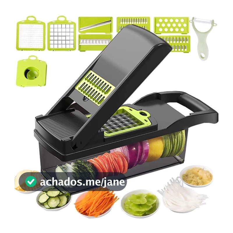 Fatiador De Cozinha Multifuncional Profissional - Em Aço Inoxidável 16 Em 1 Vegetais/Frutas